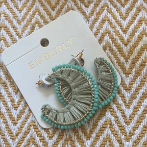 Mint and Beige Hoop Earrings